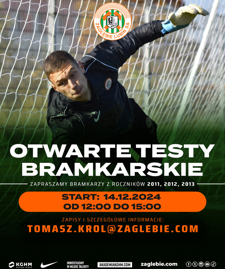 Otwarte testy bramkarskie dla roczników 2011, 2012 i 2013